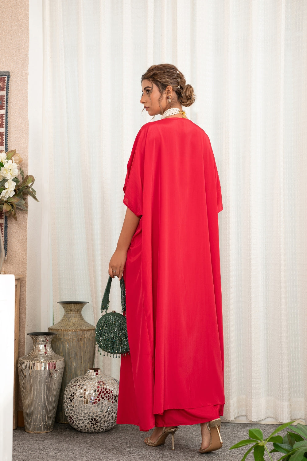 Crimson red crepe 3 pc set