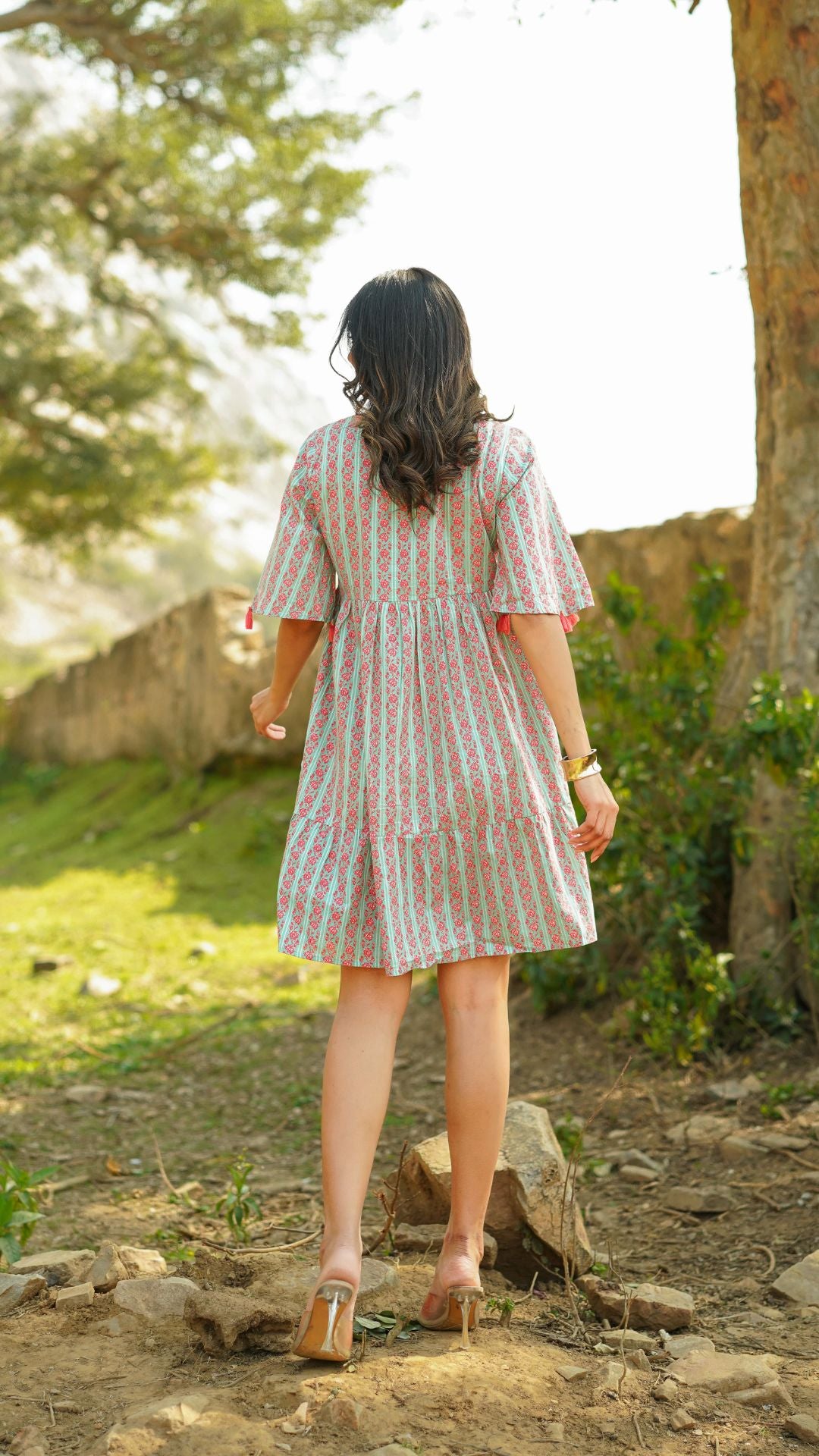 Aqua green cotton midi dress