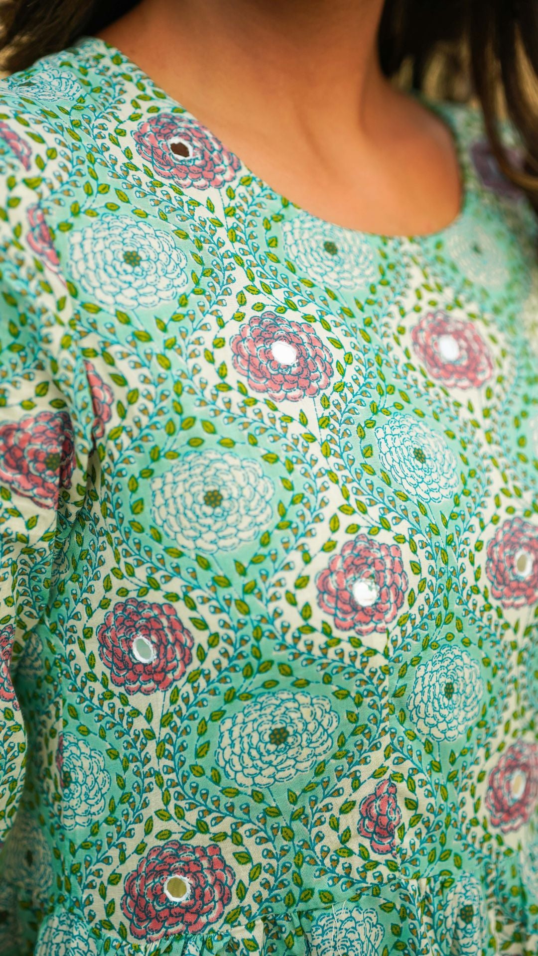 Turqouise cotton long dress