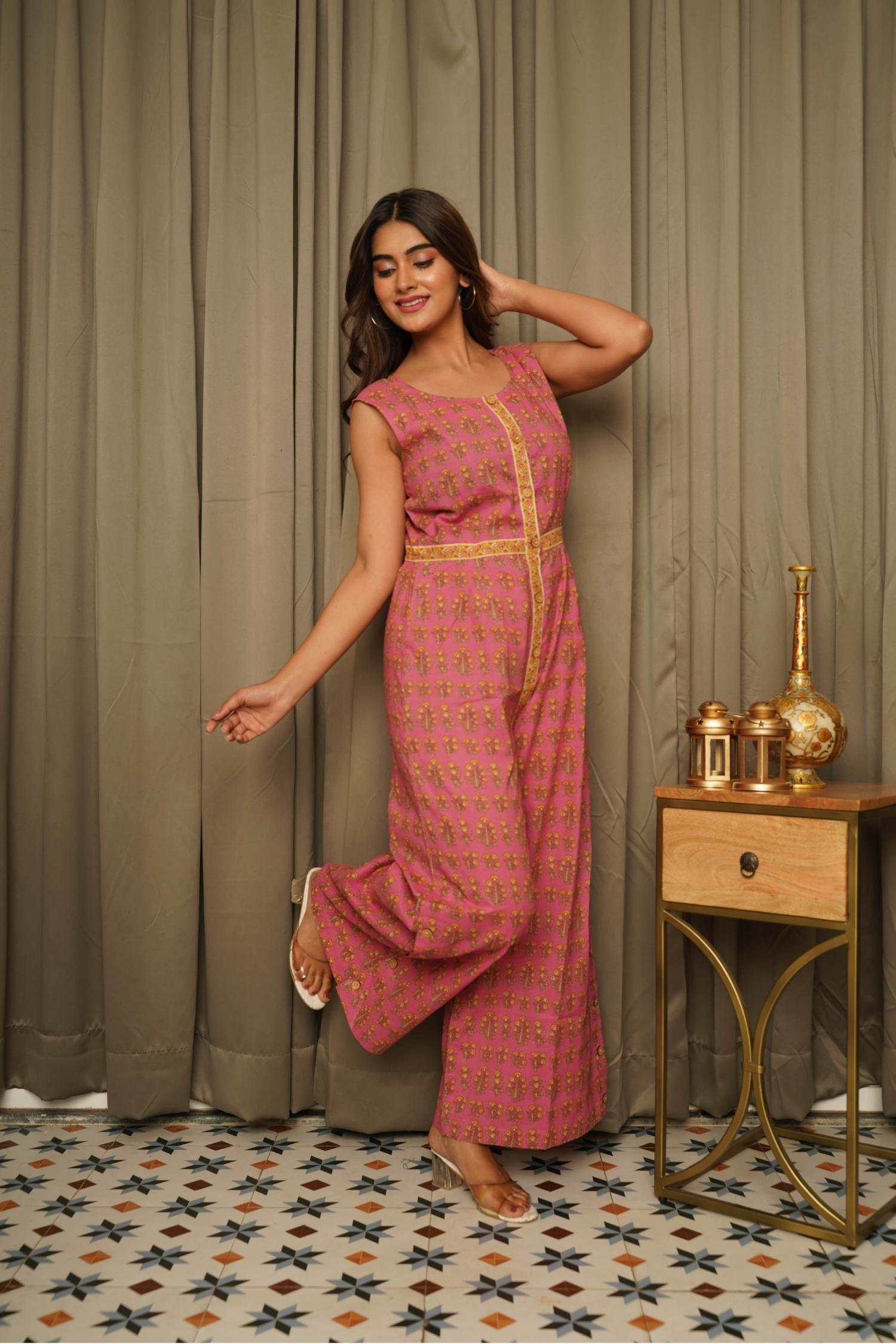Pink floral jumpsuit