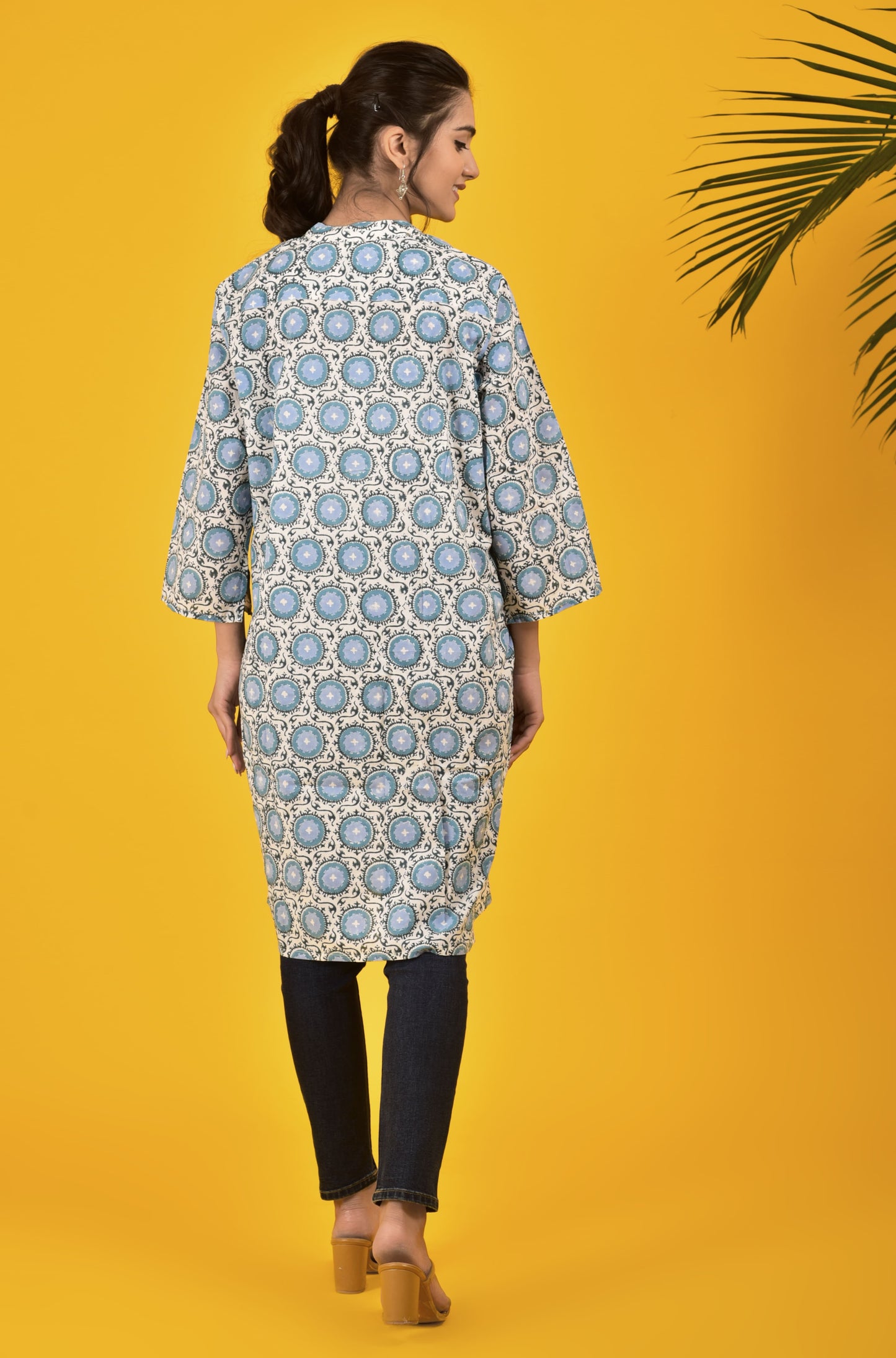 Block Print Scenic Blue Dress