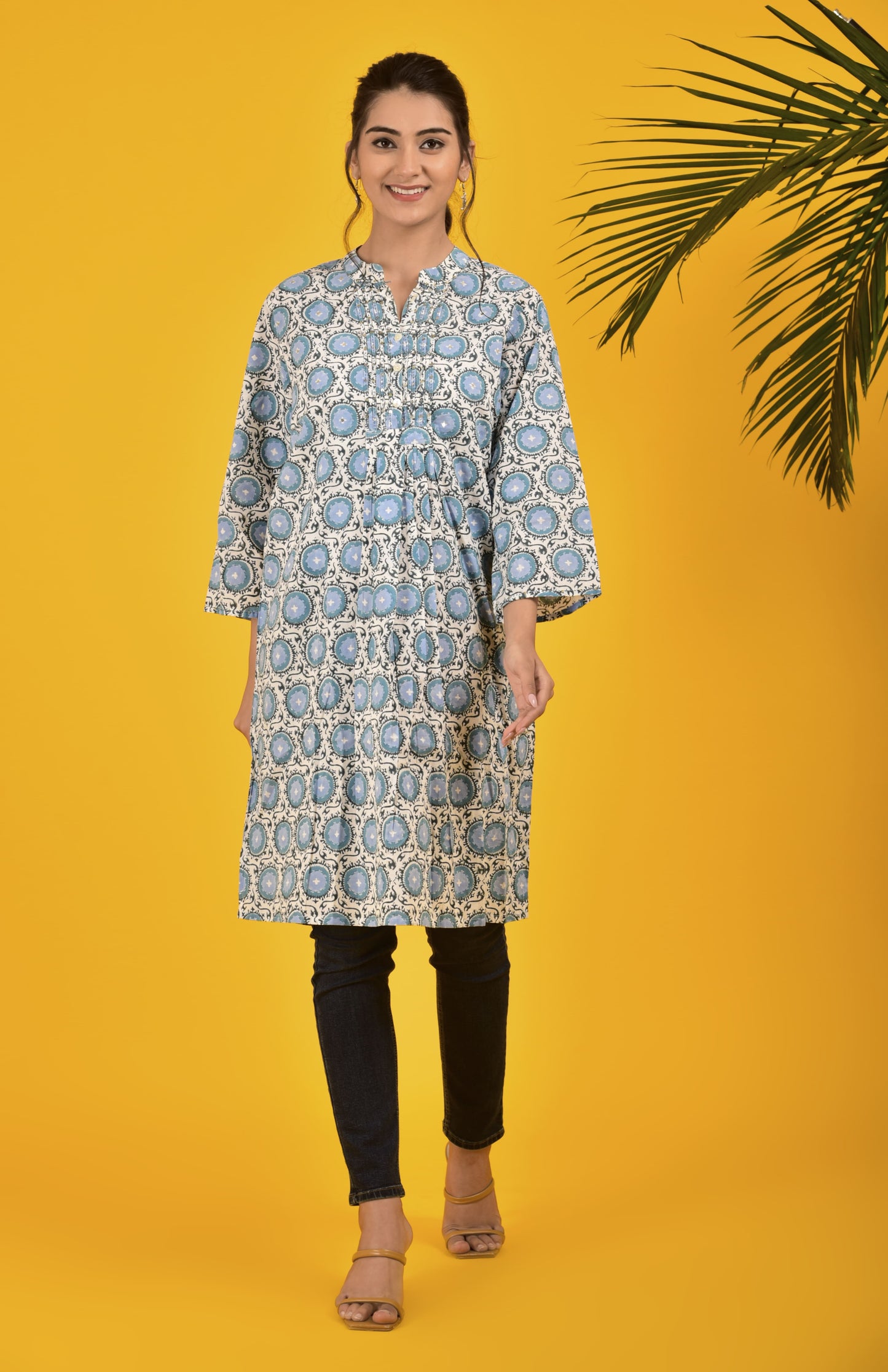 Block Print Scenic Blue Dress