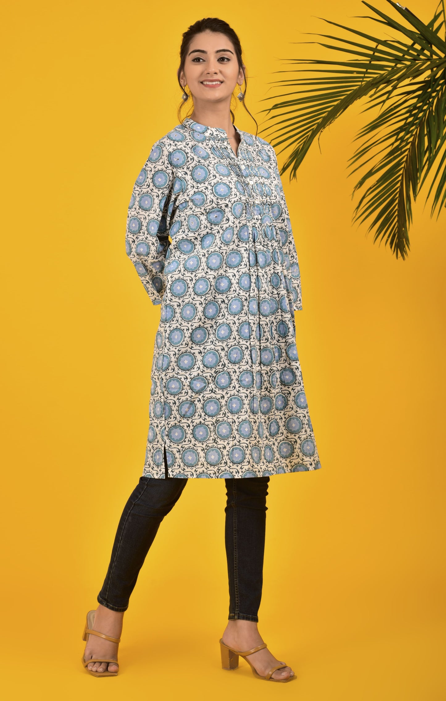 Block Print Scenic Blue Dress