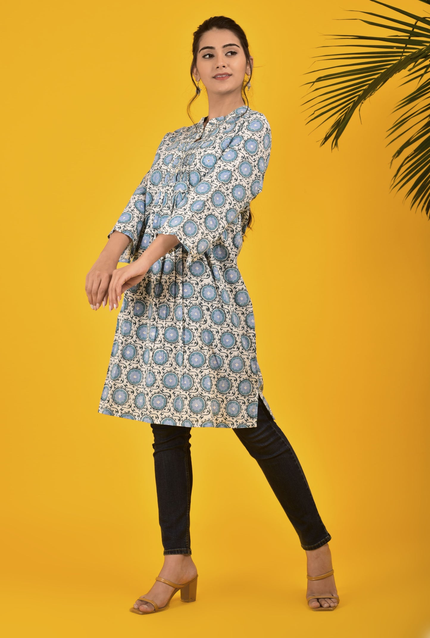 Block Print Scenic Blue Dress