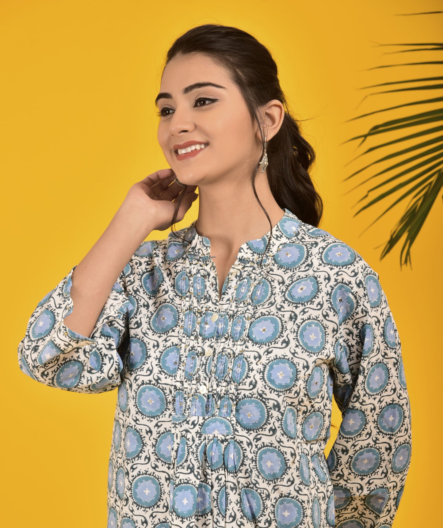 Block Print Scenic Blue Dress