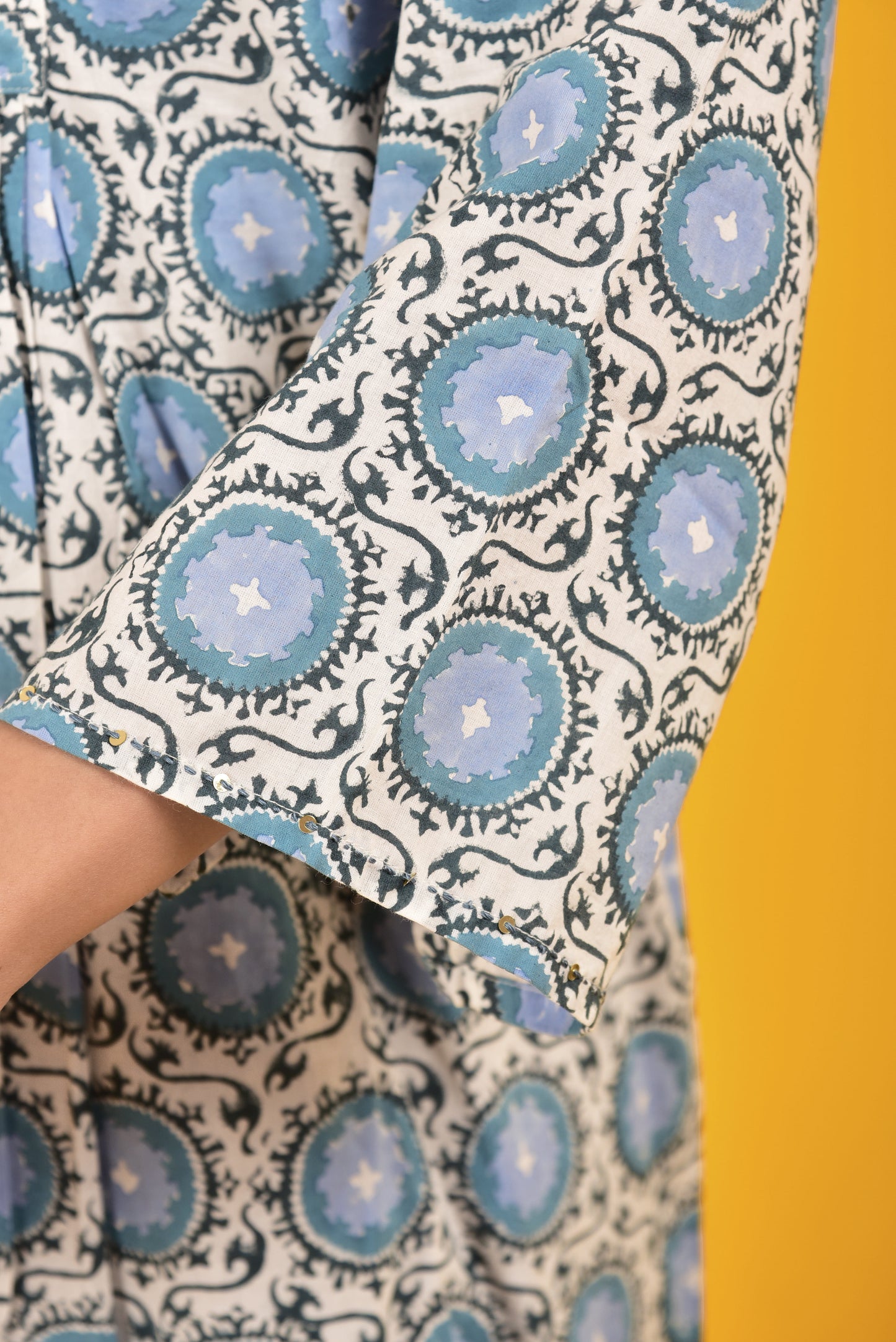 Block Print Scenic Blue Dress