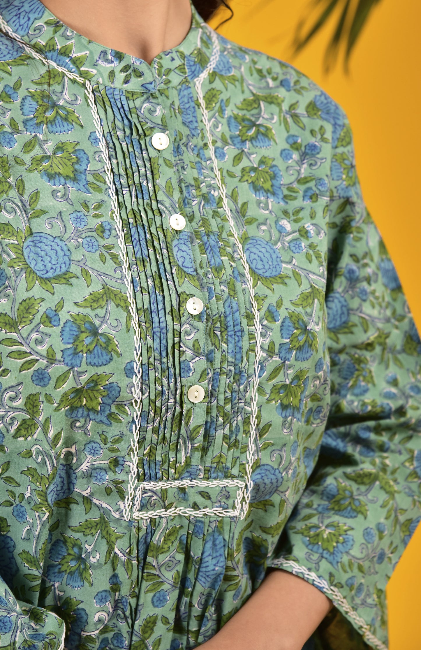 Block Print Turquoise Green smart kurta