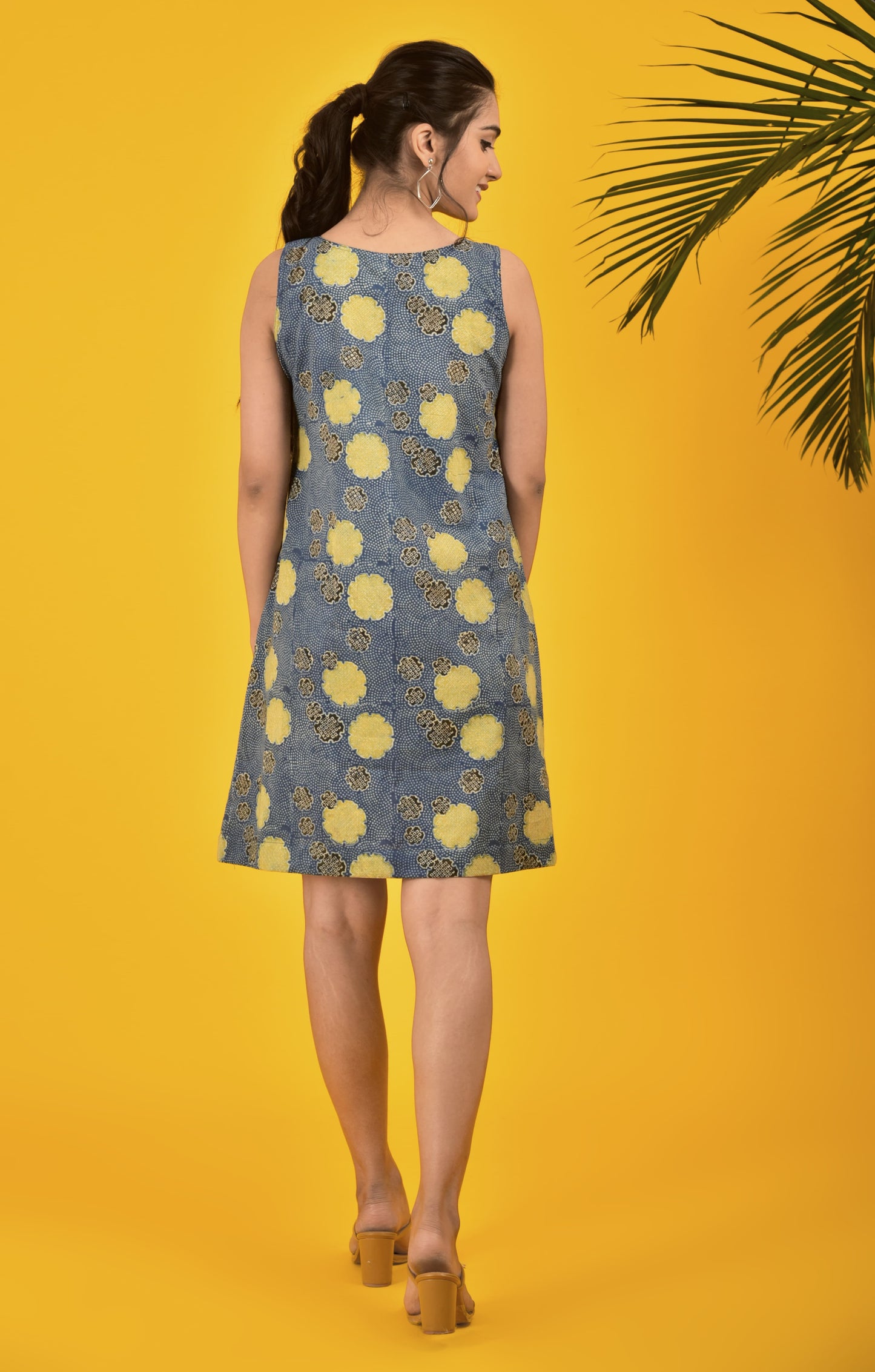 Block Printed Ajrakh Classy Dress in Indigo