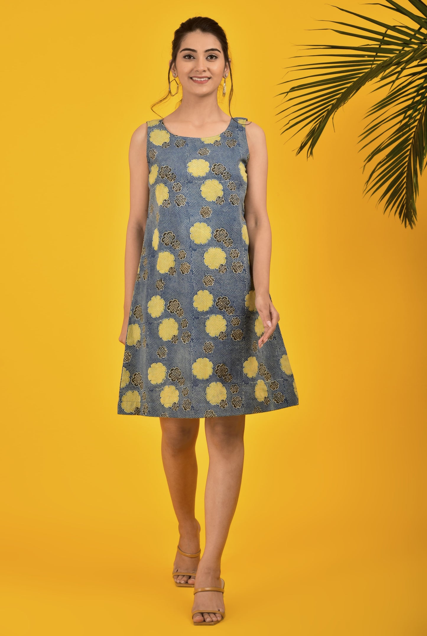 Block Printed Ajrakh Classy Dress in Indigo
