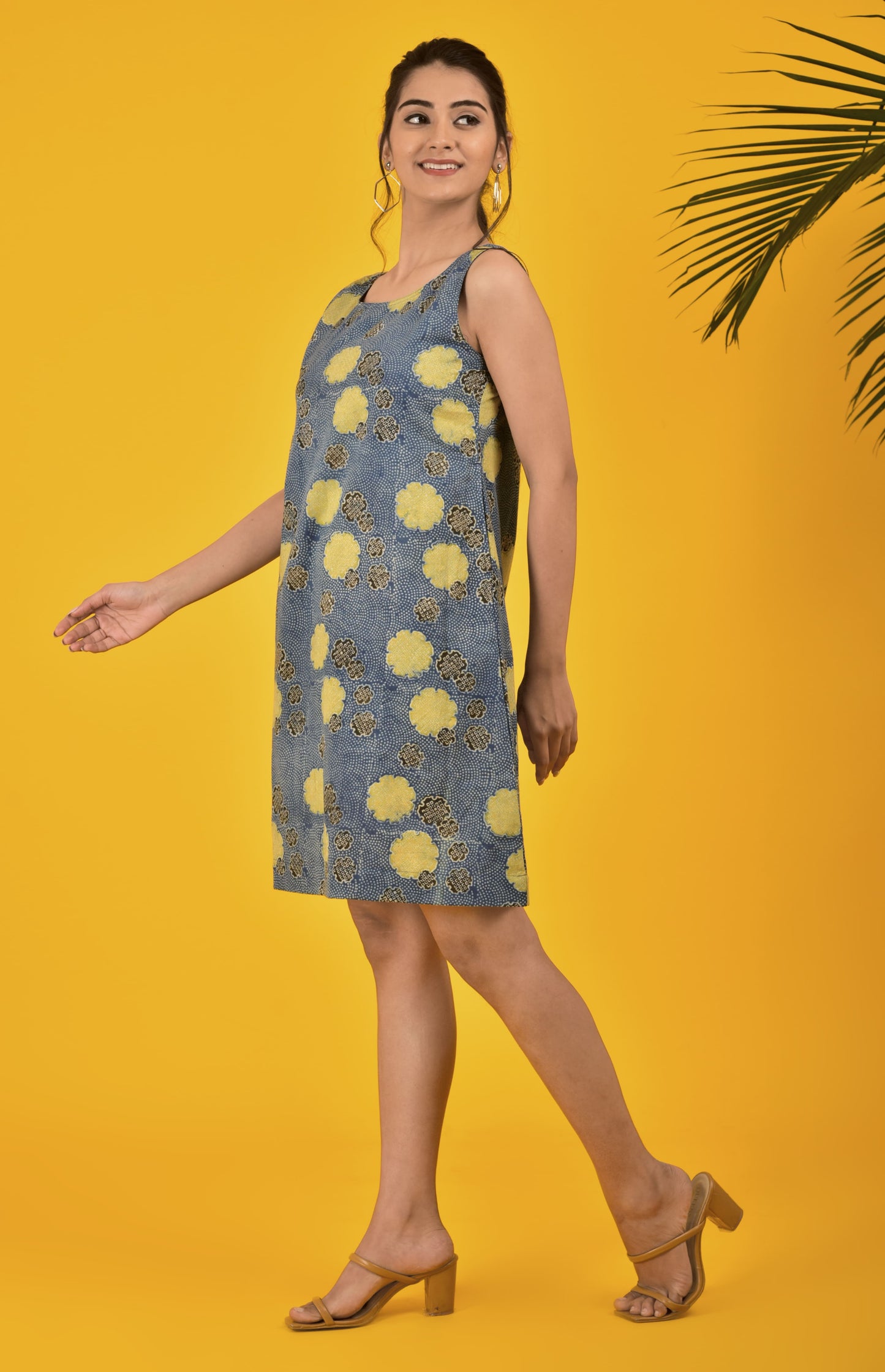 Block Printed Ajrakh Classy Dress in Indigo