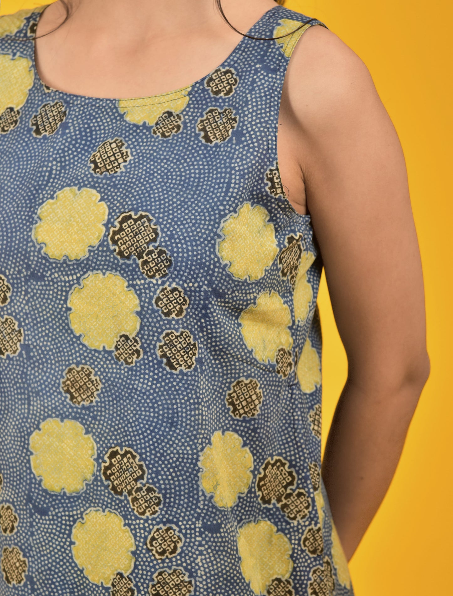 Block Printed Ajrakh Classy Dress in Indigo
