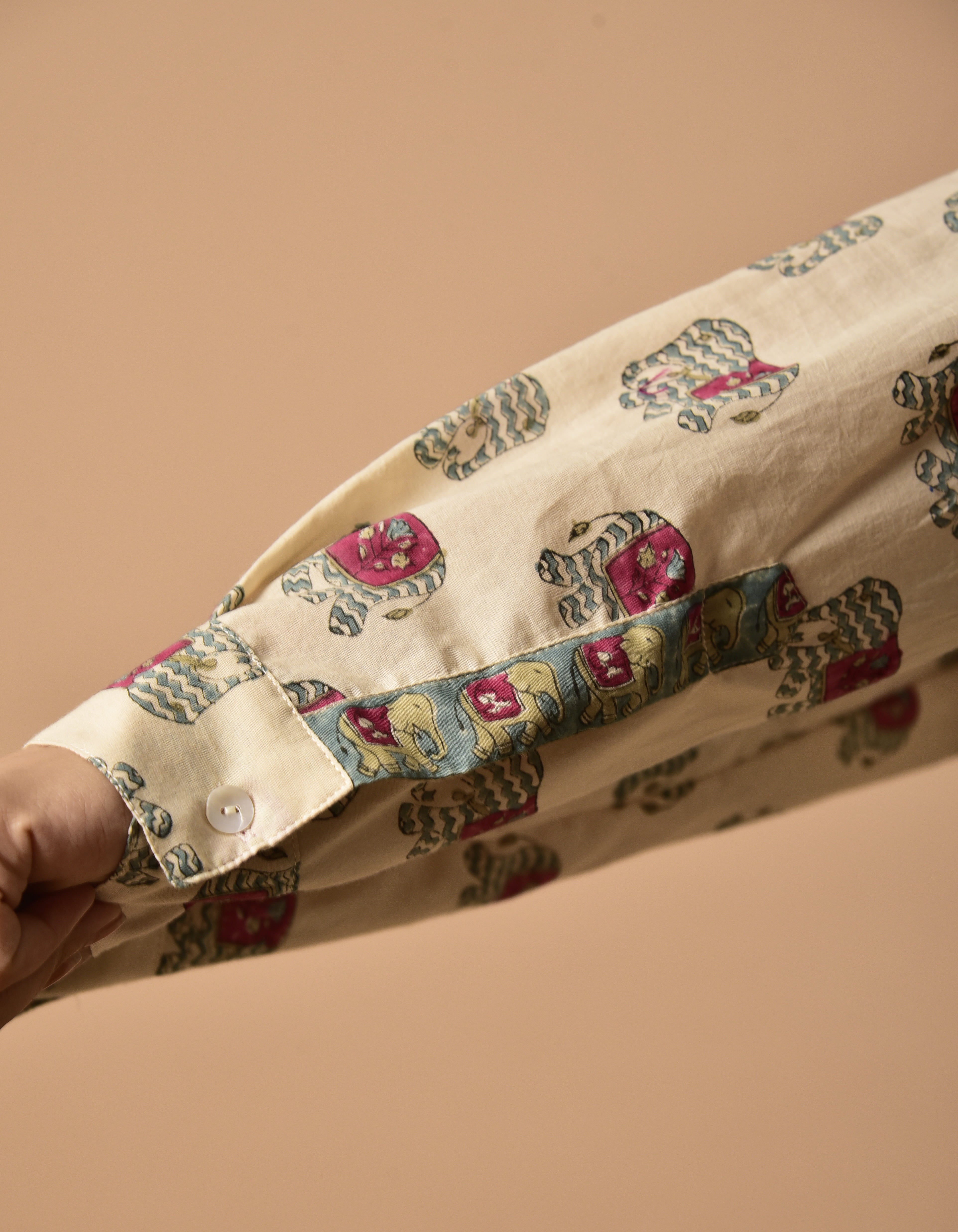 Block Print shirt for women with cute Elephant _ pockets