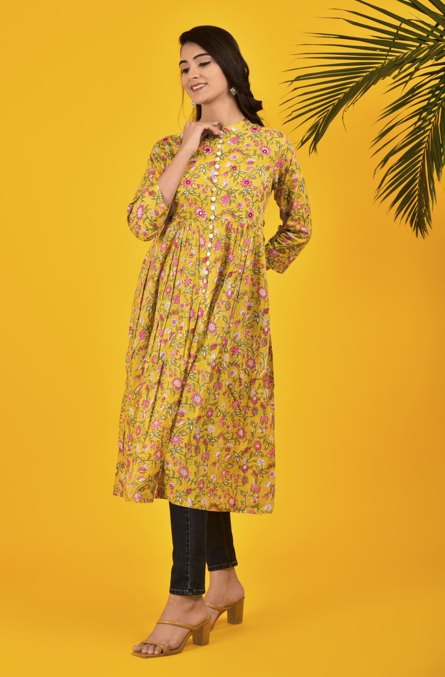 Block Print vibrant Yellow kurta
