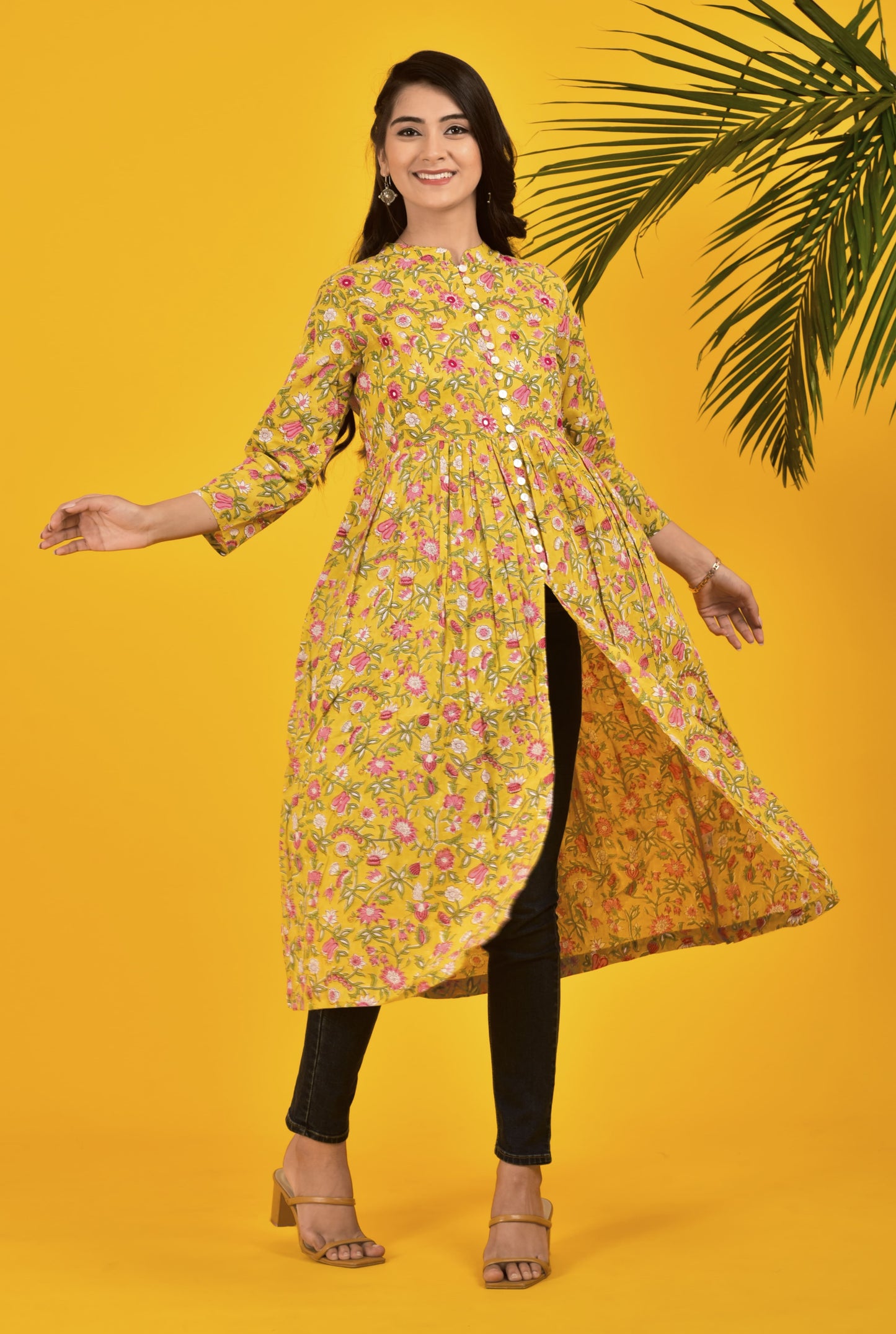 Block Print vibrant Yellow kurta