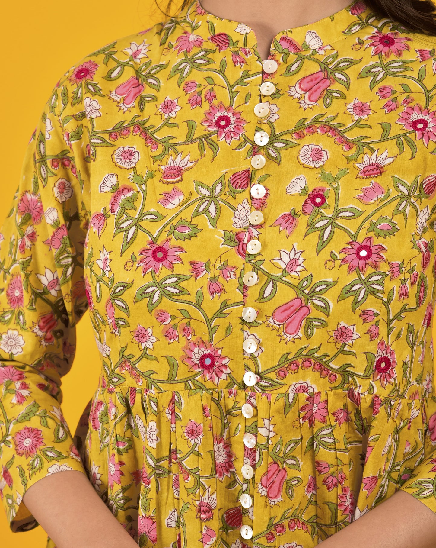 Block Print vibrant Yellow kurta