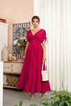 Wine designer crepe dress -old