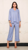 Claire – Powder Blue Cotton Modal Layered Formal Co-Ord Set for Women