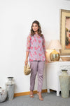 Lilac printed organza cord set -old