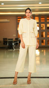Cream cotton embroider formal cord set -old