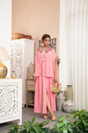 Pink crepe embroider 3 pc set -old