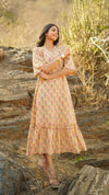 Indian summer yellow long dress -old