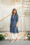 Floral Indigo cotton kurta set -old