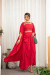 Crimson red crepe 3 pc set -old