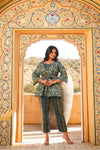 Mira – Indigo Floral Hand Printed Cotton 3-Piece Co-Ord Set with Belt