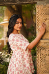 Evie – Ivory & Pink Floral Hand Printed Cotton Top with Palazzo Co-Ord Set