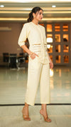Natalie – Butter Yellow Cotton Co-Ord Set with Hand Embroidered Pockets