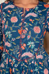 Phulwari – Blue Floral Hand Printed Cotton Kurta Set with Booti Print Pants
