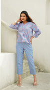 Skye – Powder Blue Ajrakh-Inspired Hand Printed Cotton Co-Ord Set for Women