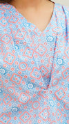 Skye – Powder Blue Ajrakh-Inspired Hand Printed Cotton Co-Ord Set for Women