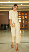 Natalie – Butter Yellow Cotton Co-Ord Set with Hand Embroidered Pockets