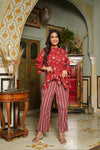 Ruby – Red Floral Hand Printed Cotton Co-Ord Set with Tie Waist