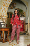 Ruby – Red Floral Hand Printed Cotton Co-Ord Set with Tie Waist