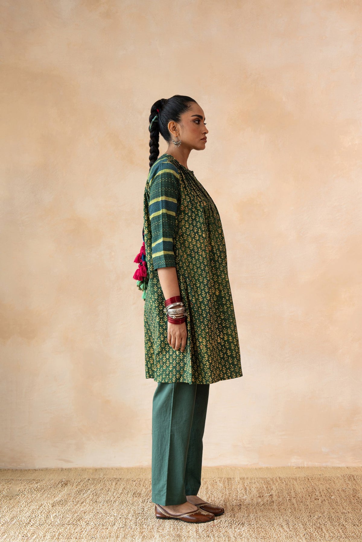 Haritika – Forest Green Hand Block Printed Kurta Set with Flared Pants