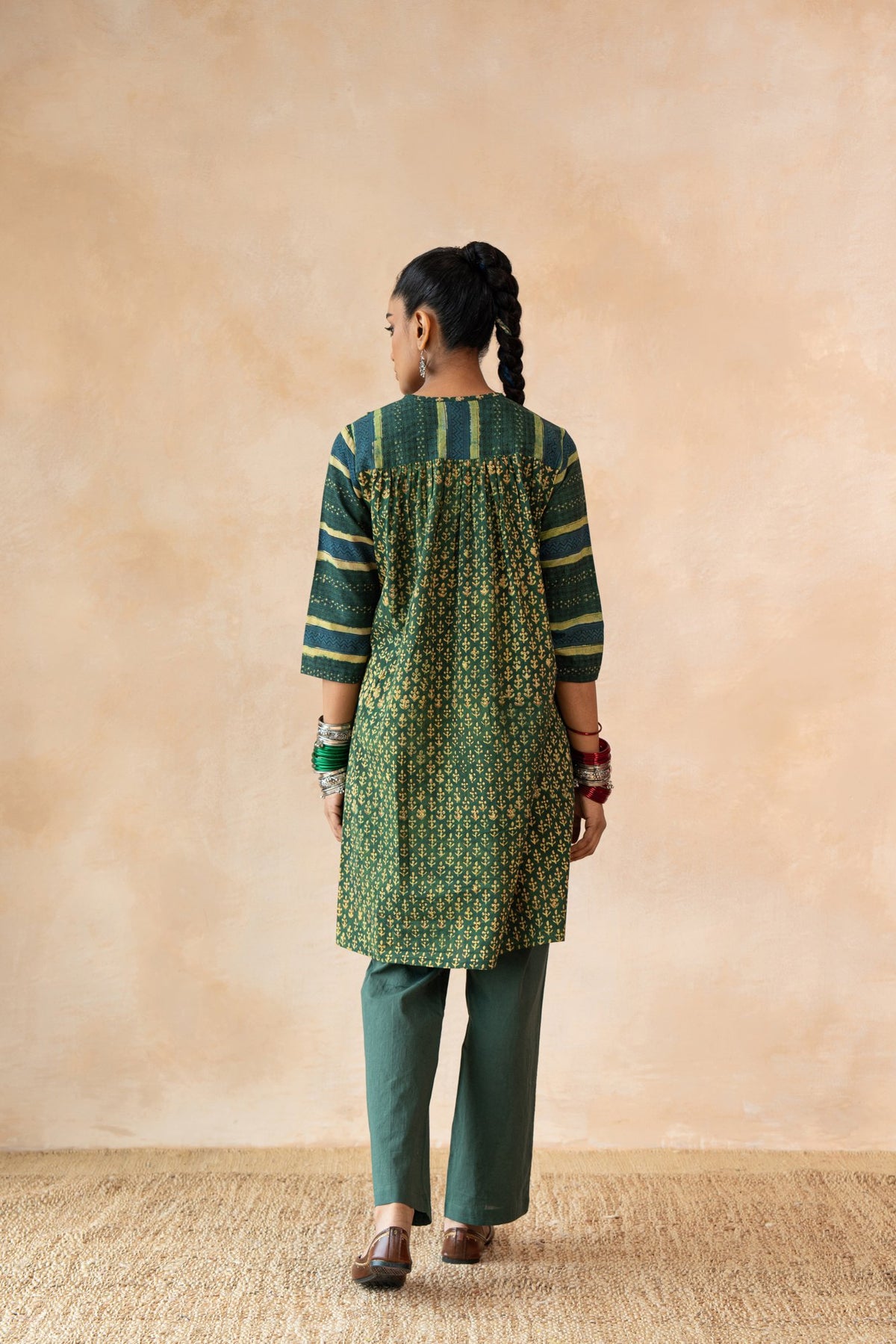 Haritika – Forest Green Hand Block Printed Kurta Set with Flared Pants