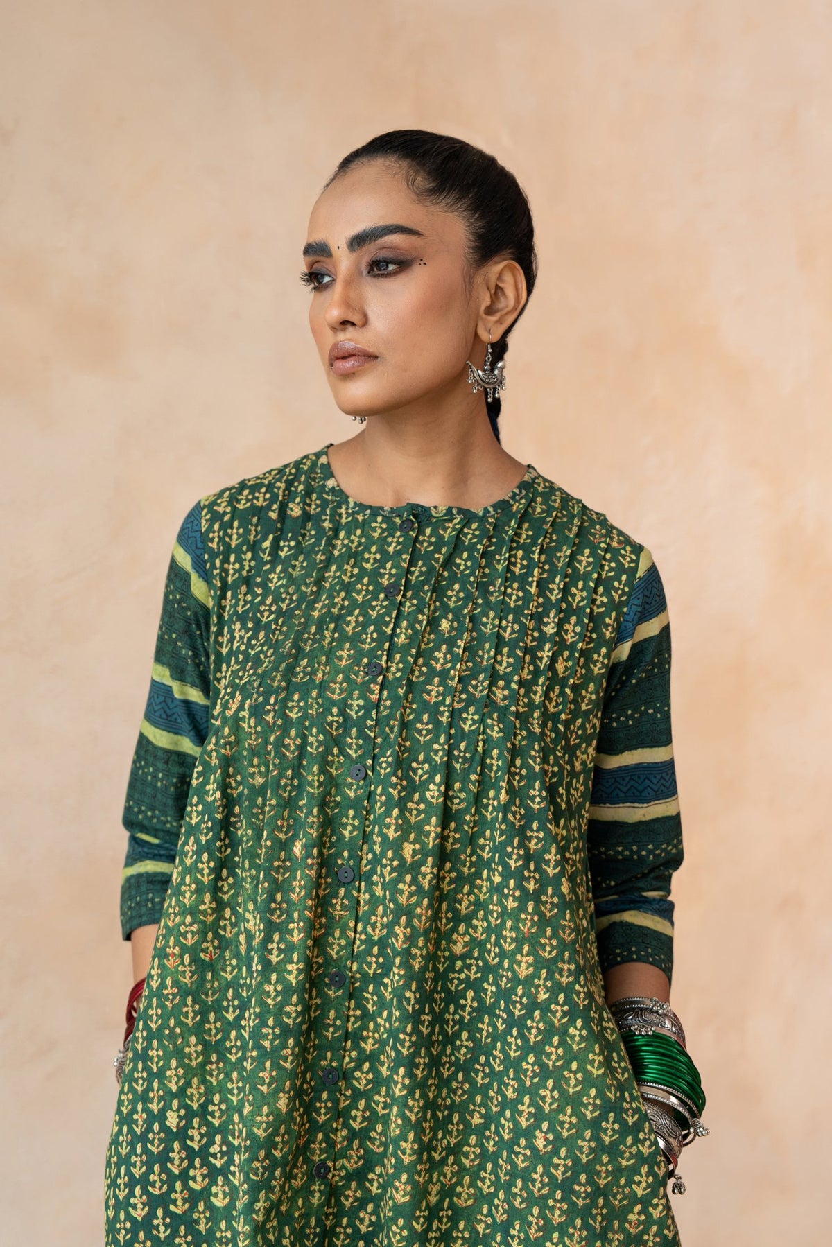 Haritika – Forest Green Hand Block Printed Kurta Set with Flared Pants