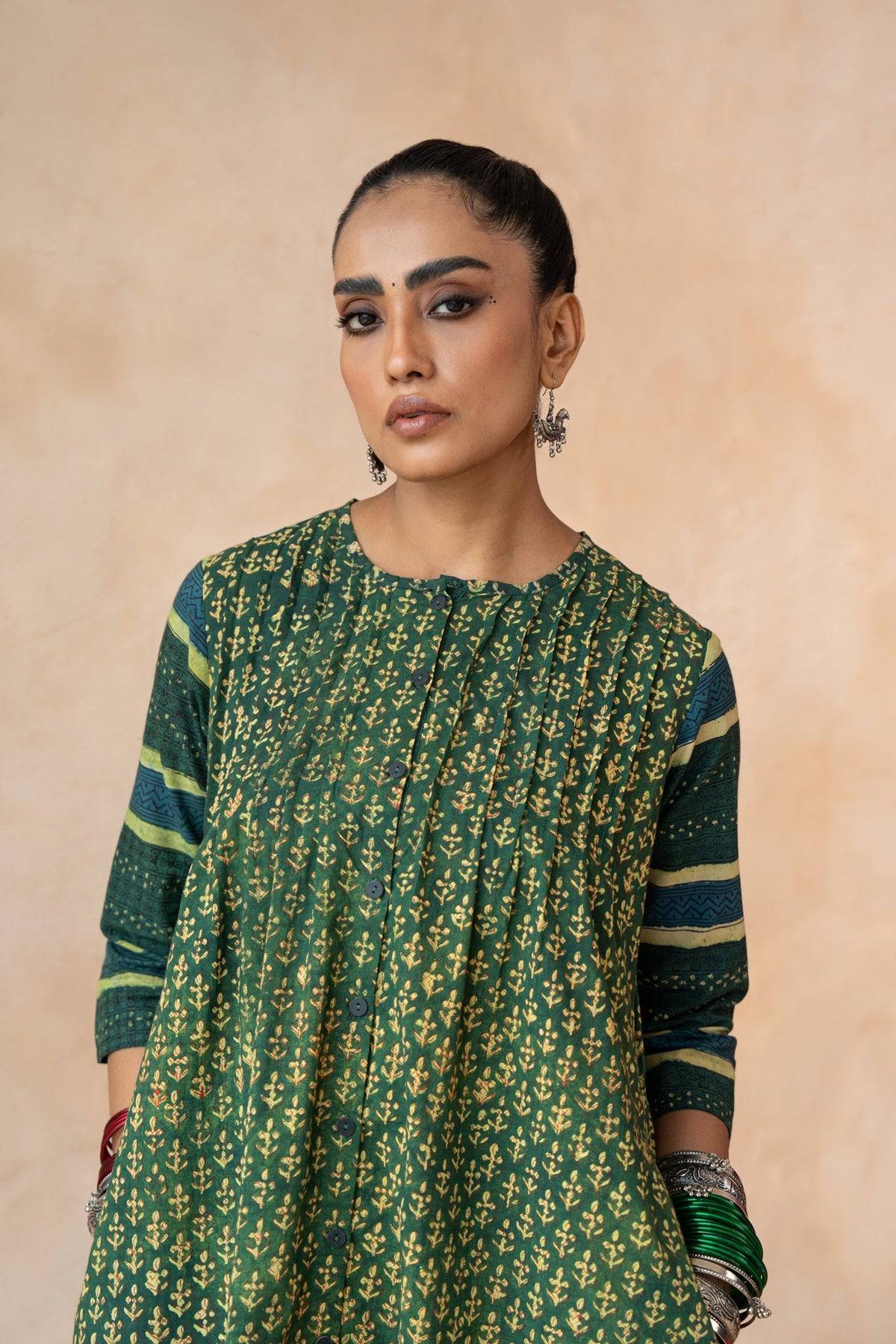 Haritika – Forest Green Hand Block Printed Kurta Set with Flared Pants
