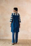 Niloufer Indigo Blue Bagru Hand Block Printed Kurta Set with Straight Pants