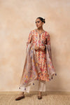 Palash – Peach Hand Batik Handwoven Tussar Silk Kurta Set with Dupatta
