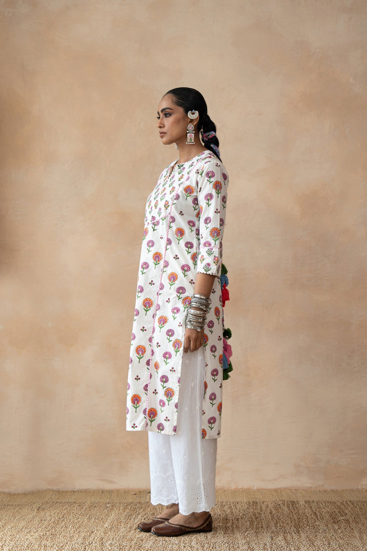 Pushpika Multicolour Floral Hand Block Printed Kurta Set