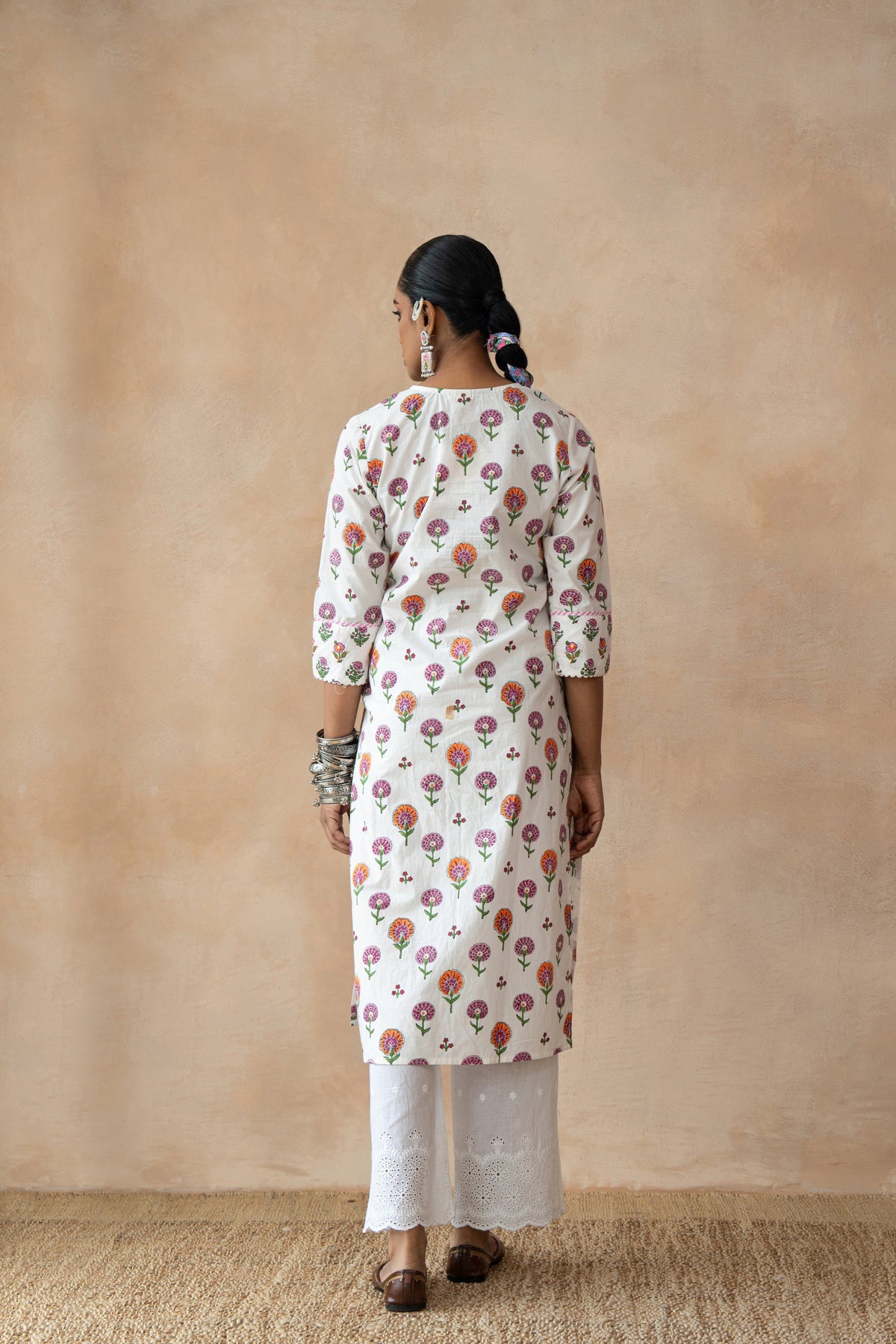 Pushpika Multicolour Floral Hand Block Printed Kurta Set