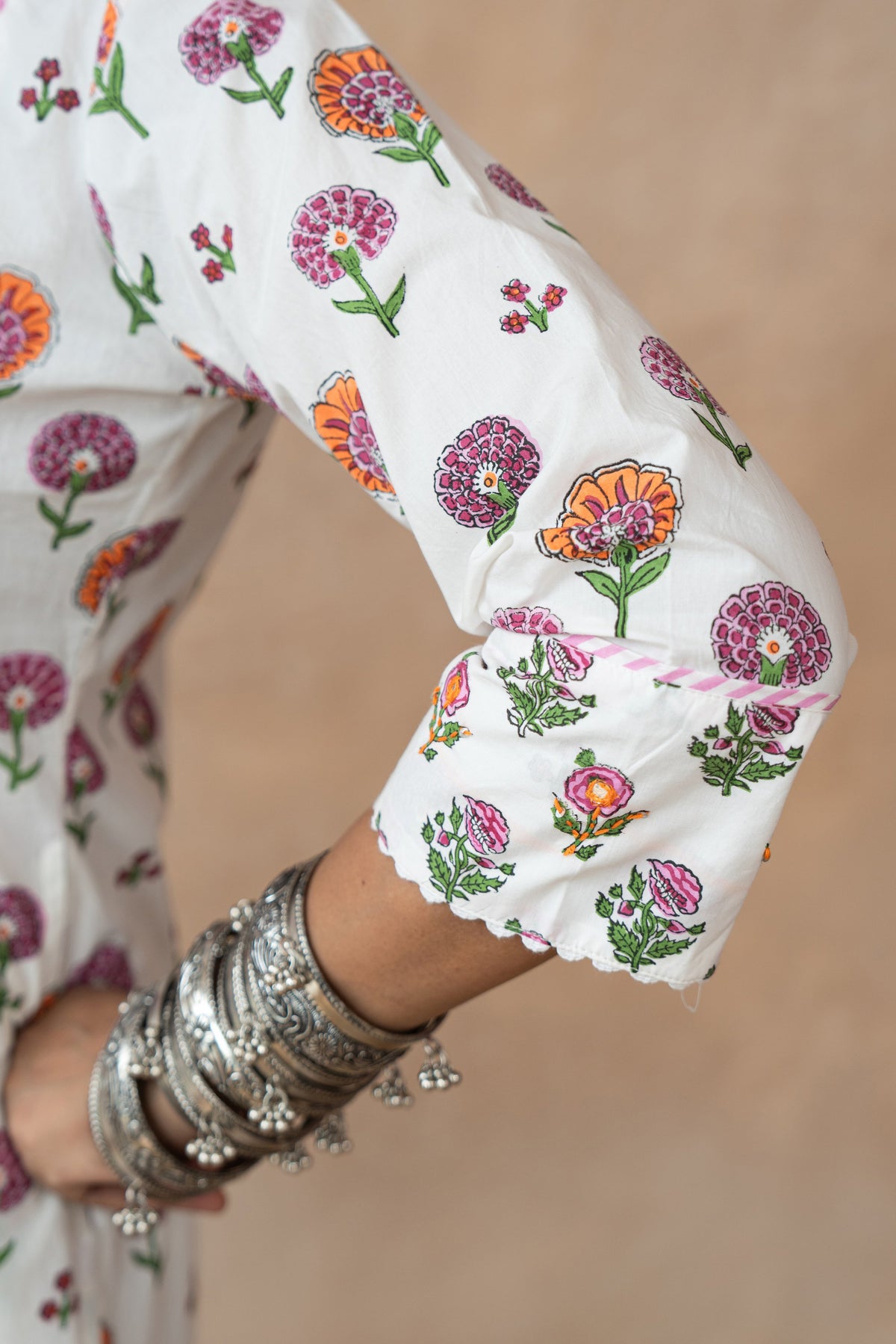 Pushpika Multicolour Floral Hand Block Printed Kurta Set