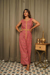 Mia – Pink Booti Hand Printed Cotton Sleeveless Jumpsuit with Pockets