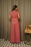 Mia – Pink Booti Hand Printed Cotton Sleeveless Jumpsuit with Pockets