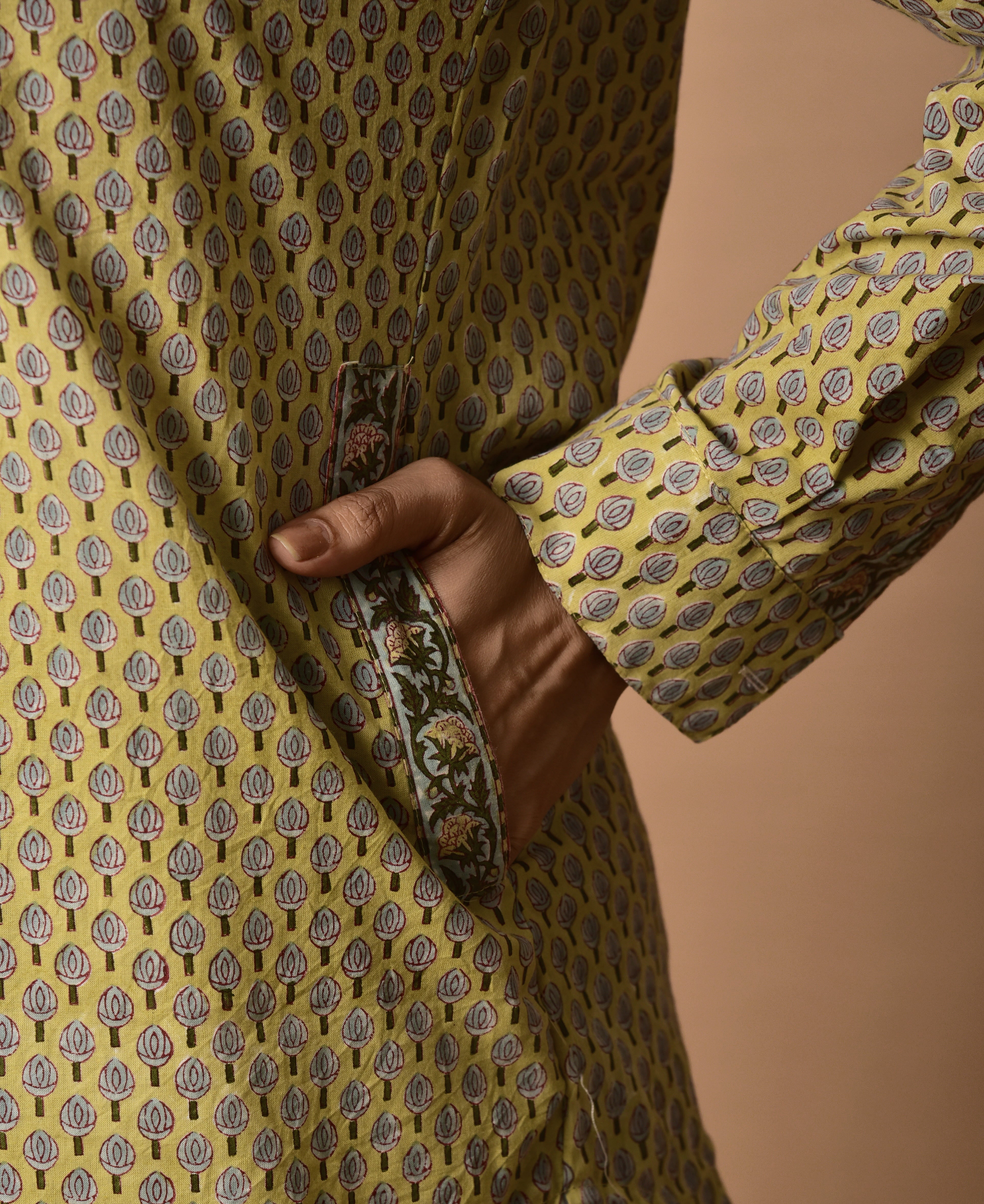 Block Print shirt for women with Tiny Floral design _ pockets